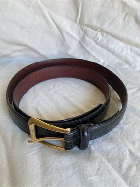 Vtg 1993 Brighton Belt Black Leather Alligator Embossed 32103 Mens Size 42
